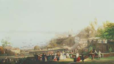 La inauguración del ferrocarril Nápoles-Portici en 1839 de Salvatore Fergola